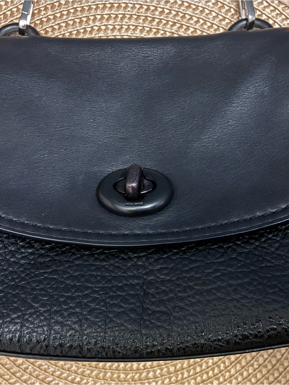 Coach Black Pebbled Leather Shoulder Bag with Silver Hardware